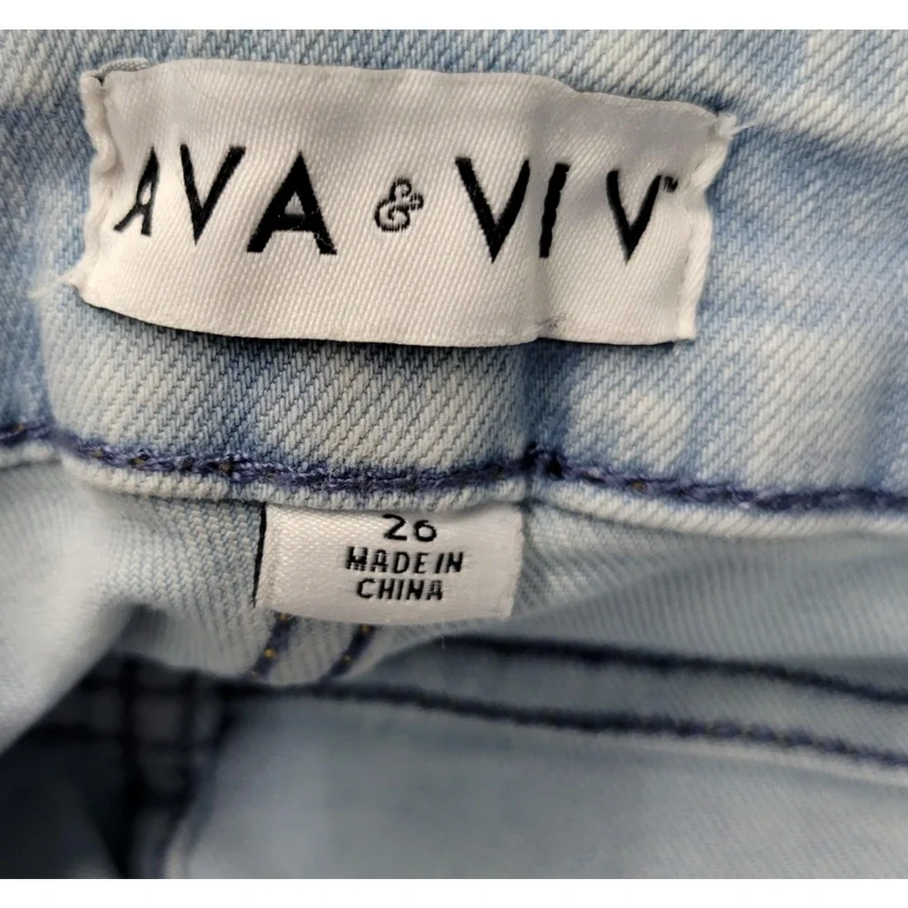 Ava & Viv Jeans Womens 26 Light Blue Mid Rise Skinny Stretch Raw Hem Denim New‎